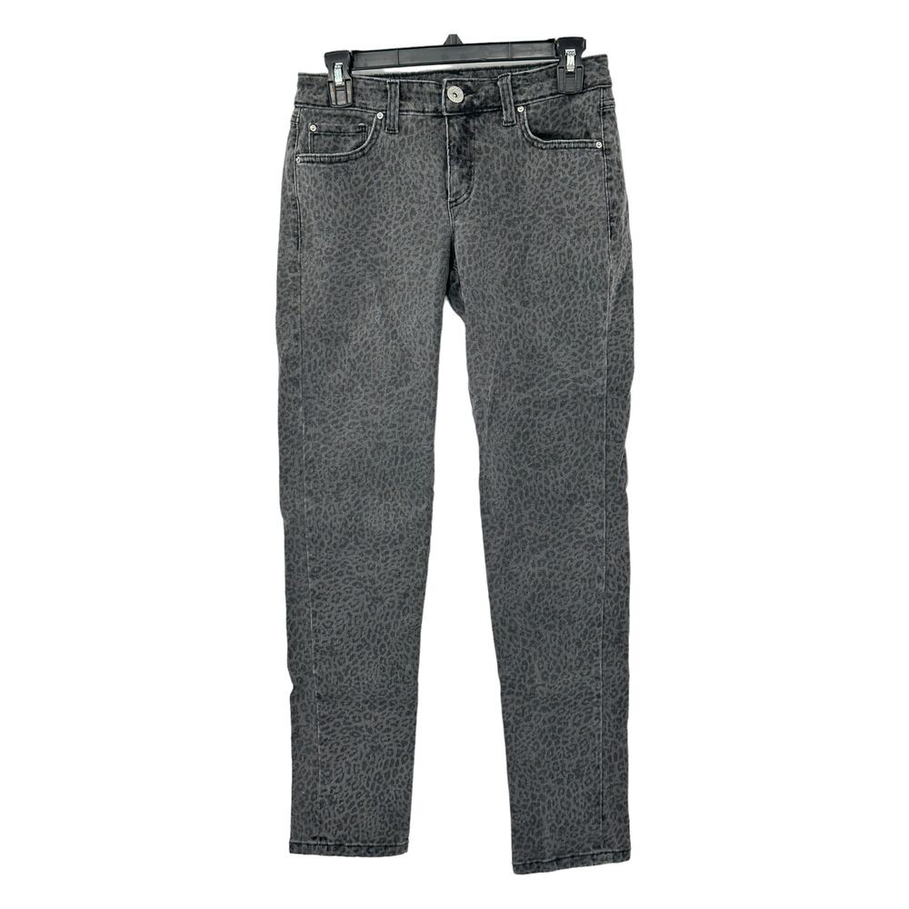 INC International Concepts Jeans Womens 26 Mid Rise Straight Gray Leopard Grunge